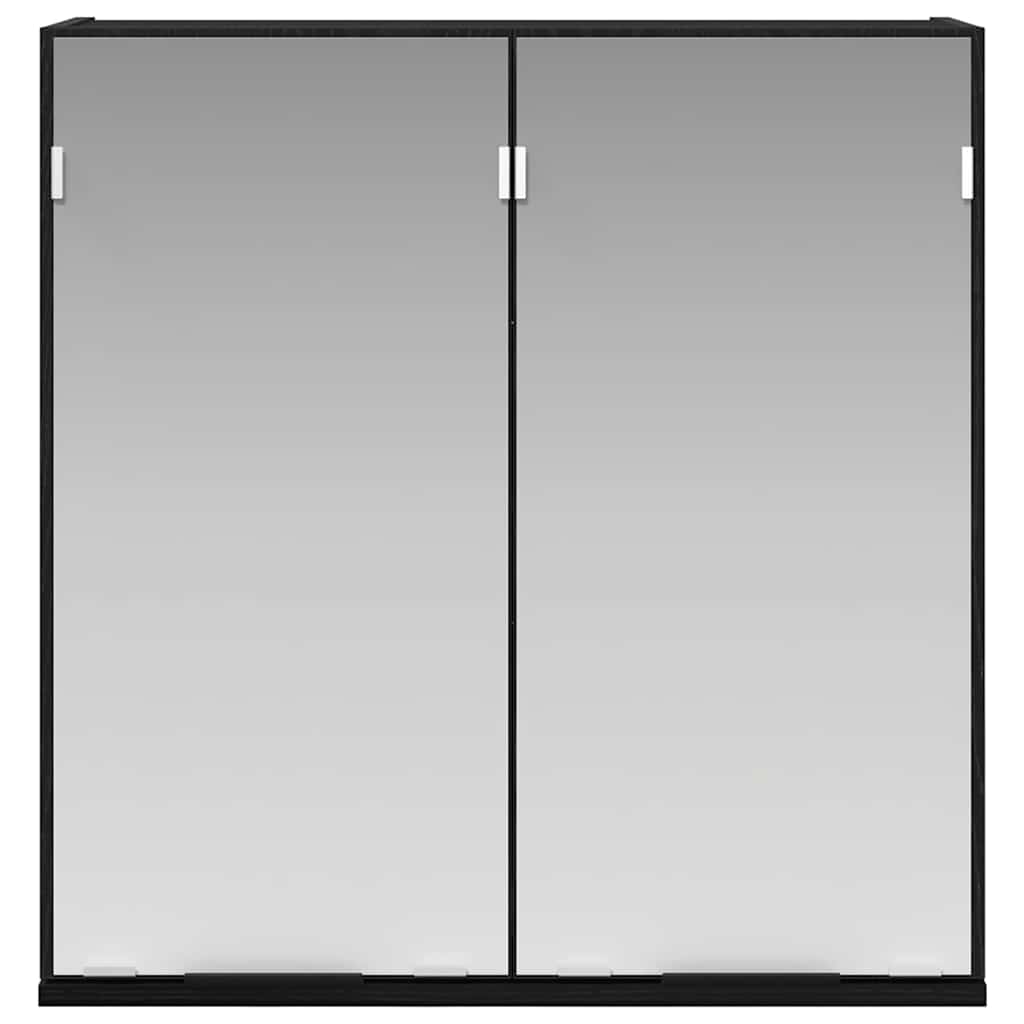 vidaXL Szafka z lustrem z półką z drzwiami Czarny Dąb 64 x 20 x 67 cm