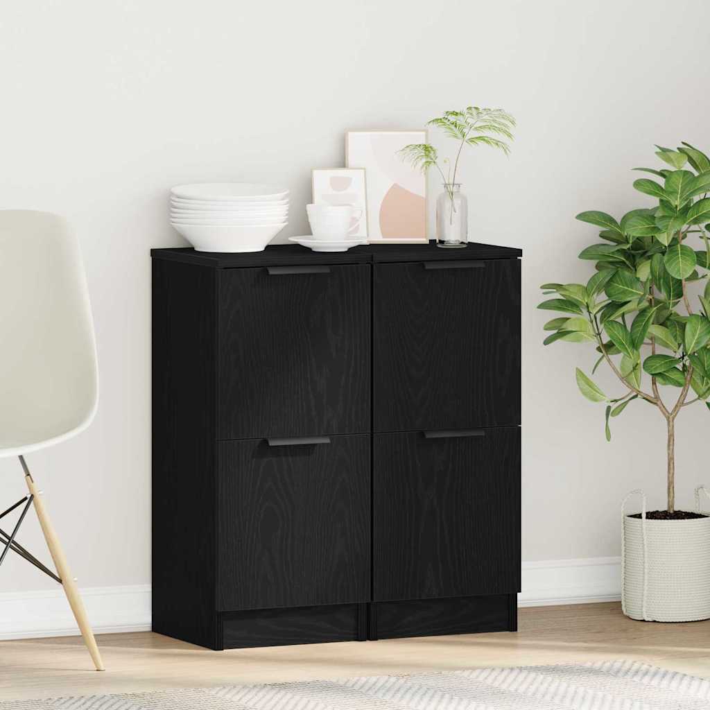 vidaXL Bufet 2 pcs Czarny Dąb 30 x 30 x 70 cm Materiał drewnopochodny