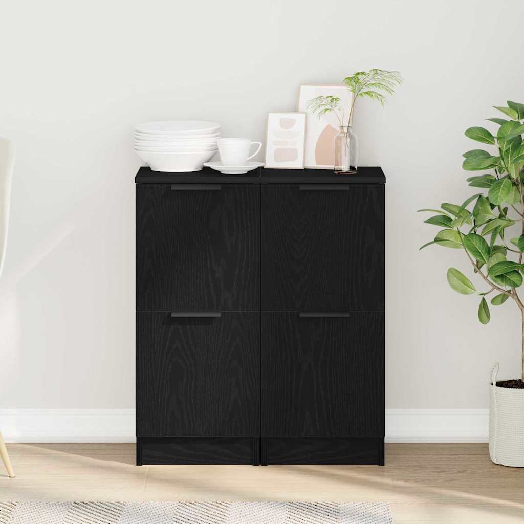 vidaXL Bufet 2 pcs Czarny Dąb 30 x 30 x 70 cm Materiał drewnopochodny