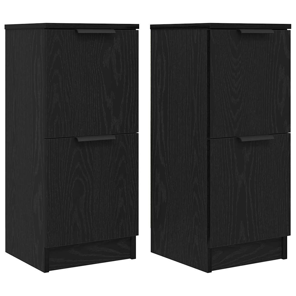 vidaXL Bufet 2 pcs Czarny Dąb 30 x 30 x 70 cm Materiał drewnopochodny