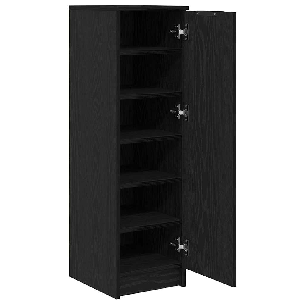 vidaXL Szafka na buty z półką z drzwiami Czarny Dąb 29,5 x 35 x 101 cm