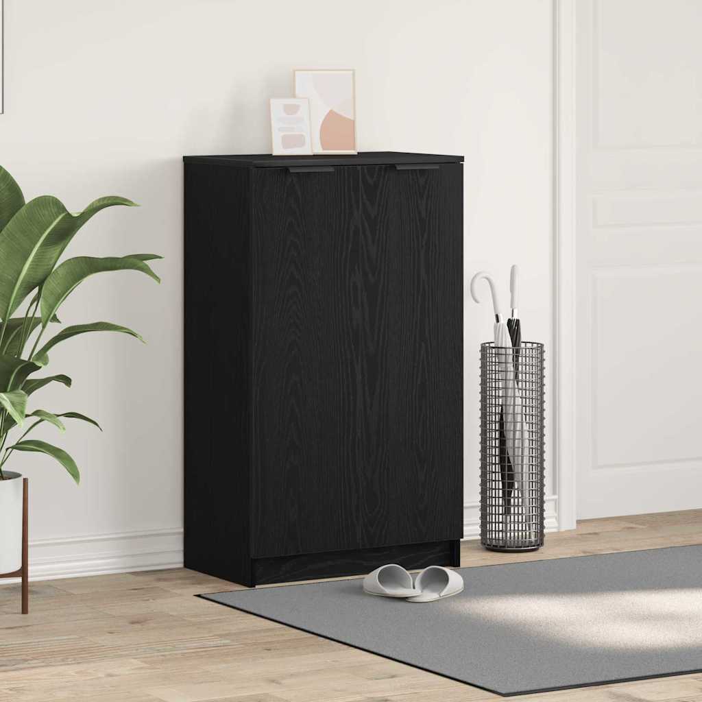 vidaXL Szafka na buty z półką z drzwiami Czarny Dąb 59 x 35 x 100 cm