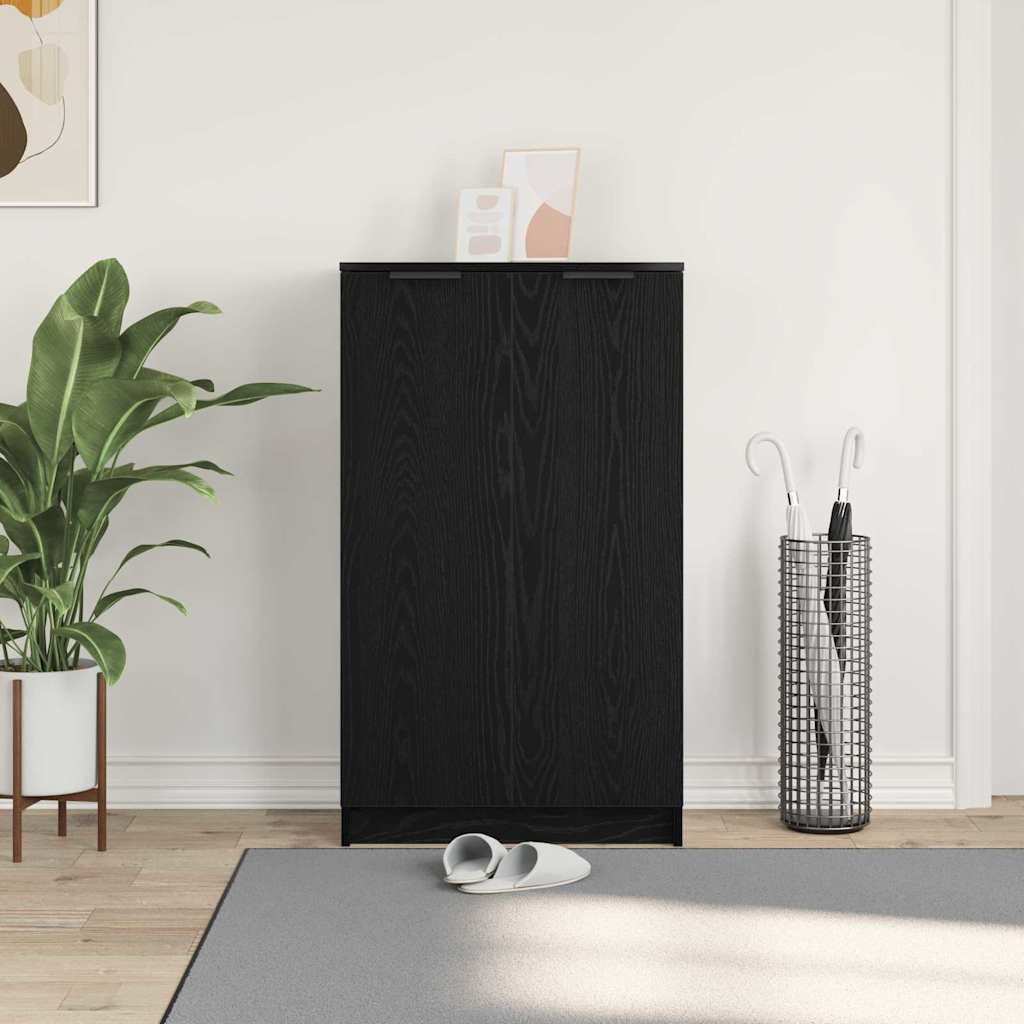 vidaXL Szafka na buty z półką z drzwiami Czarny Dąb 59 x 35 x 100 cm