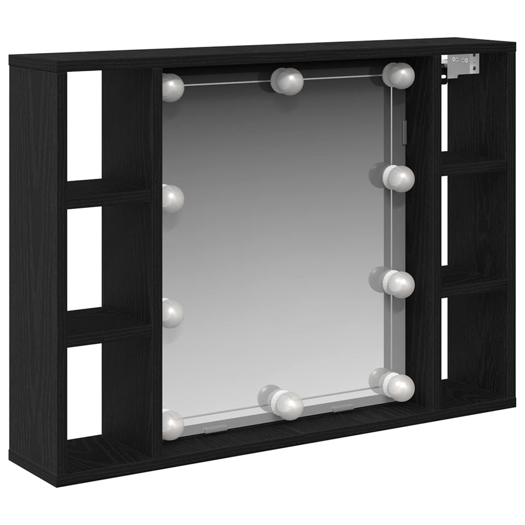 vidaXL Szafka z lustrem z półką Z lustrem Czarny Dąb 76 x 15 x 55 cm