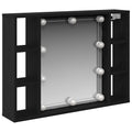 vidaXL Szafka z lustrem z półką Z lustrem Czarny Dąb 76 x 15 x 55 cm