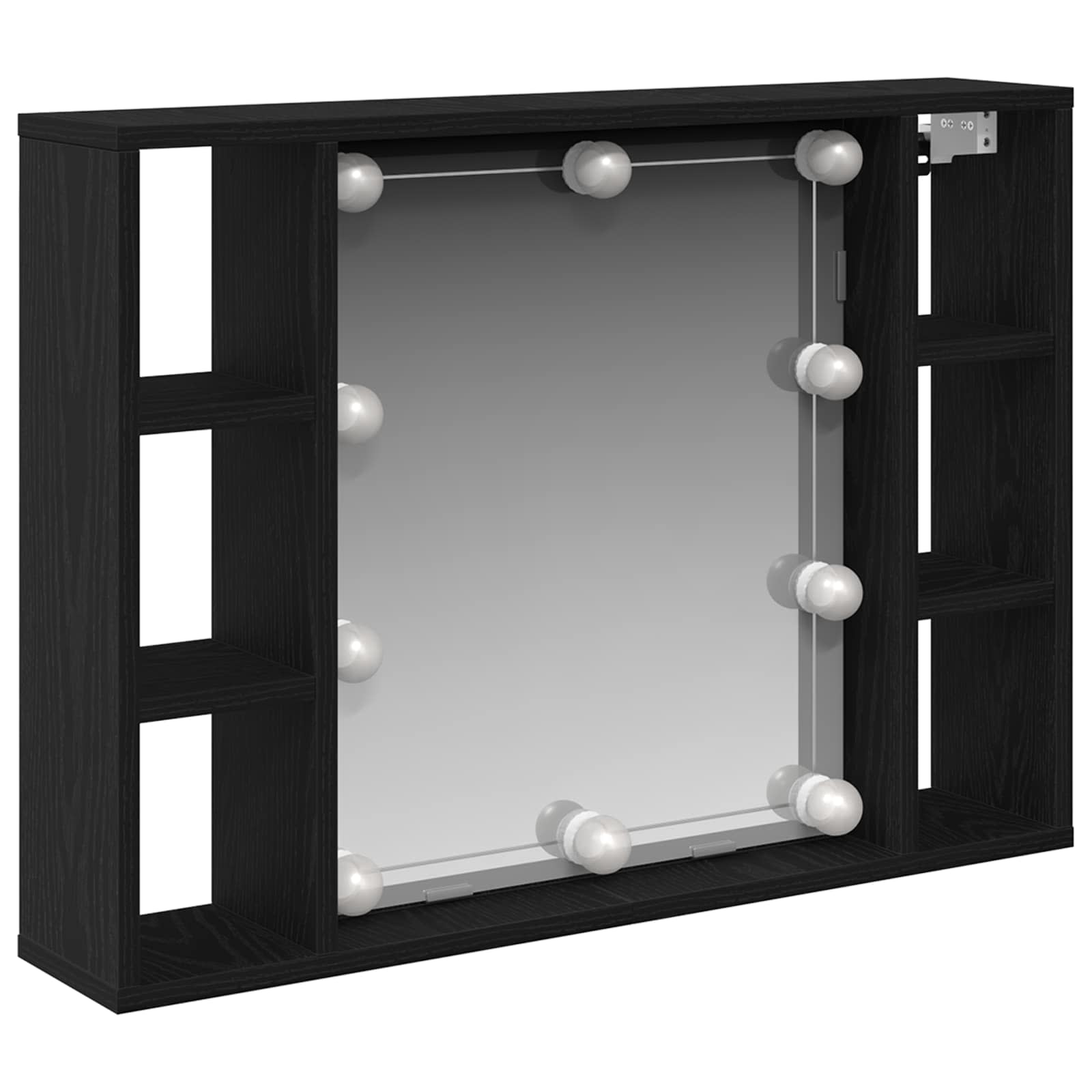 vidaXL Szafka z lustrem z półką Z lustrem Czarny Dąb 76 x 15 x 55 cm