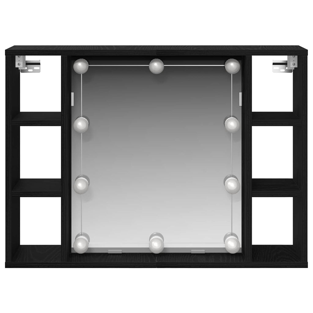 vidaXL Szafka z lustrem z półką Z lustrem Czarny Dąb 76 x 15 x 55 cm