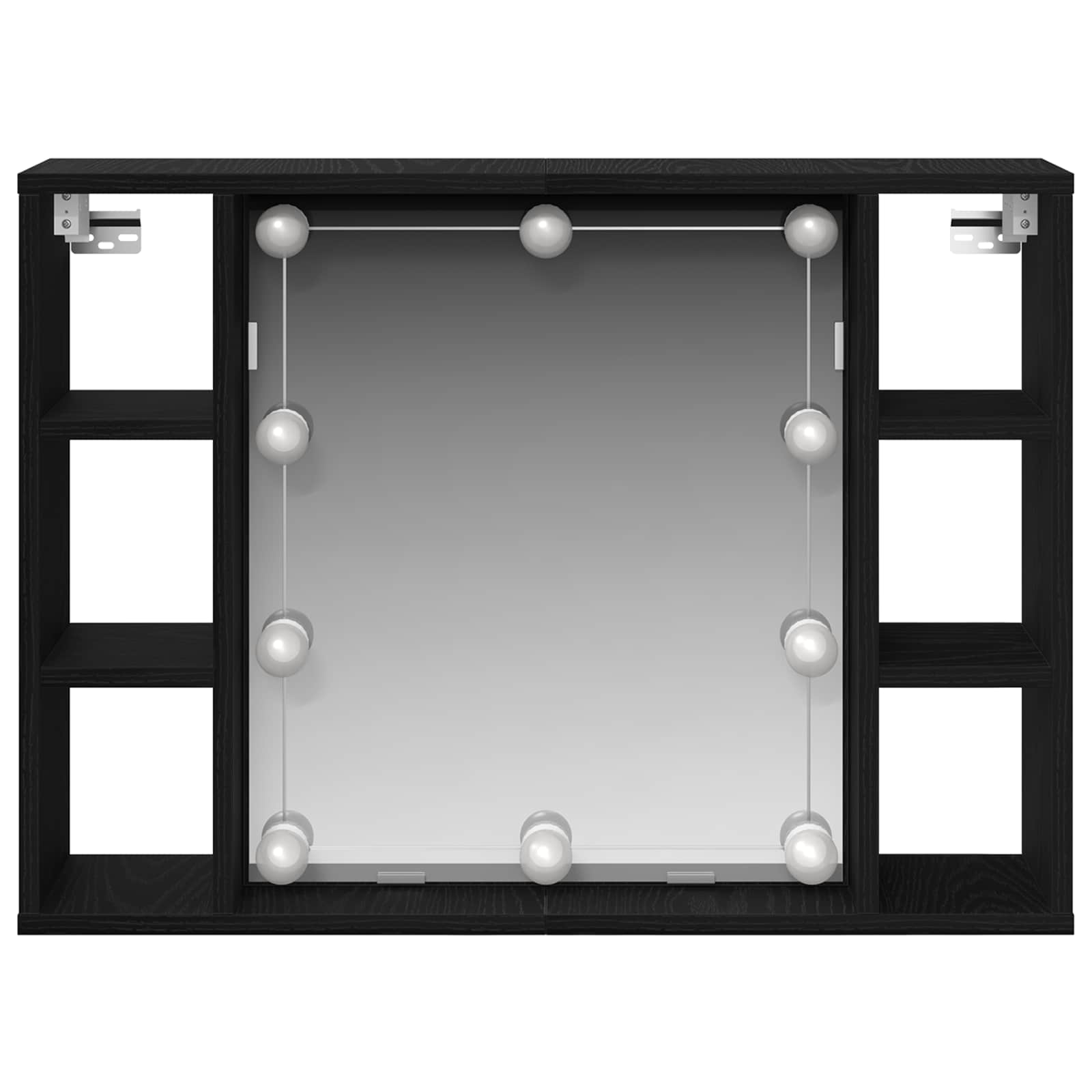 vidaXL Szafka z lustrem z półką Z lustrem Czarny Dąb 76 x 15 x 55 cm