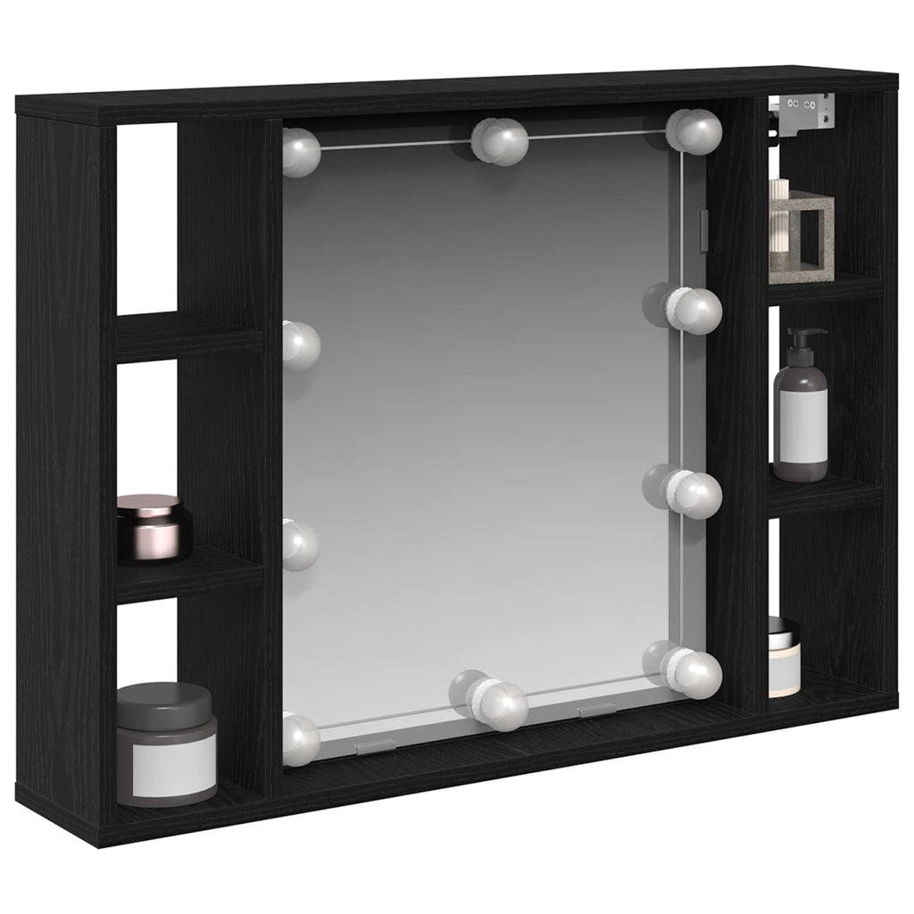 vidaXL Szafka z lustrem z półką Z lustrem Czarny Dąb 76 x 15 x 55 cm