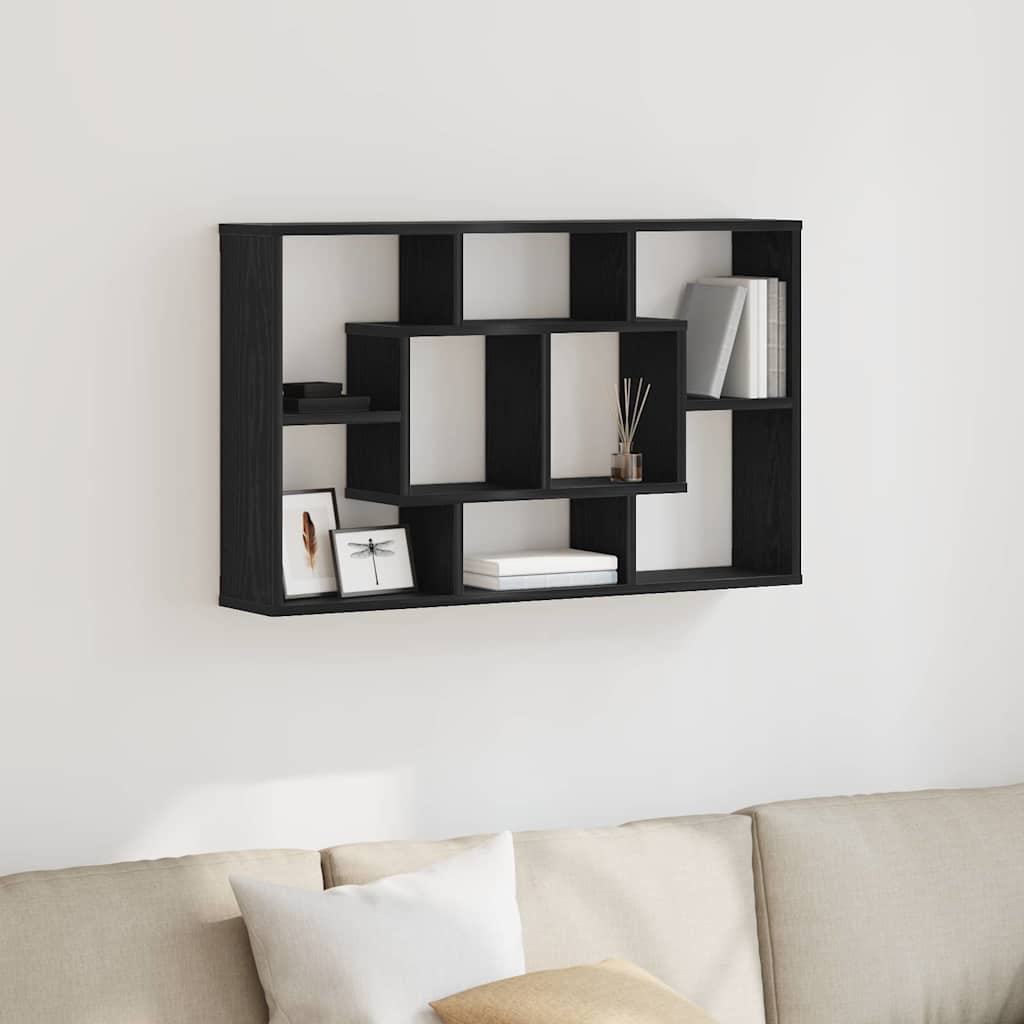 vidaXL Półka ścienna z półką Czarny Dąb 85 x 16 x 52,5 cm