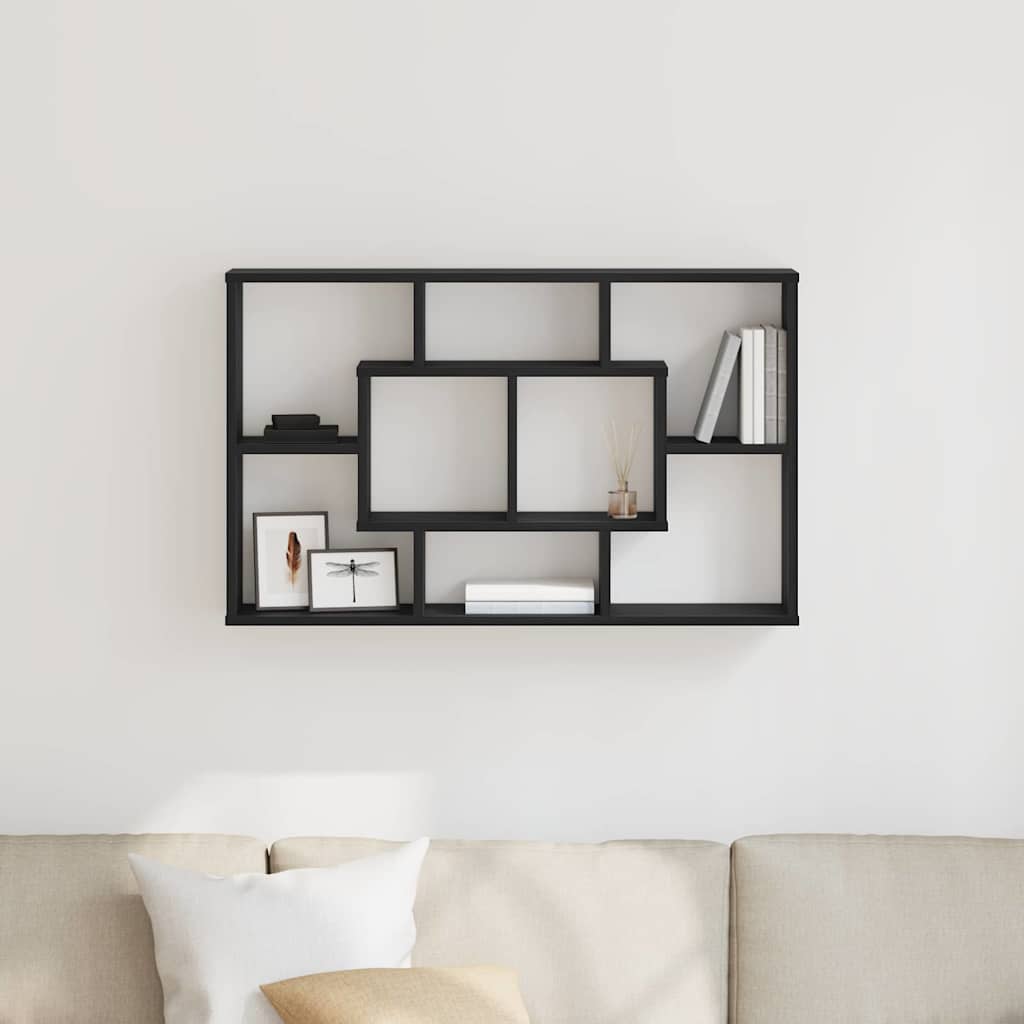 vidaXL Półka ścienna z półką Czarny Dąb 85 x 16 x 52,5 cm