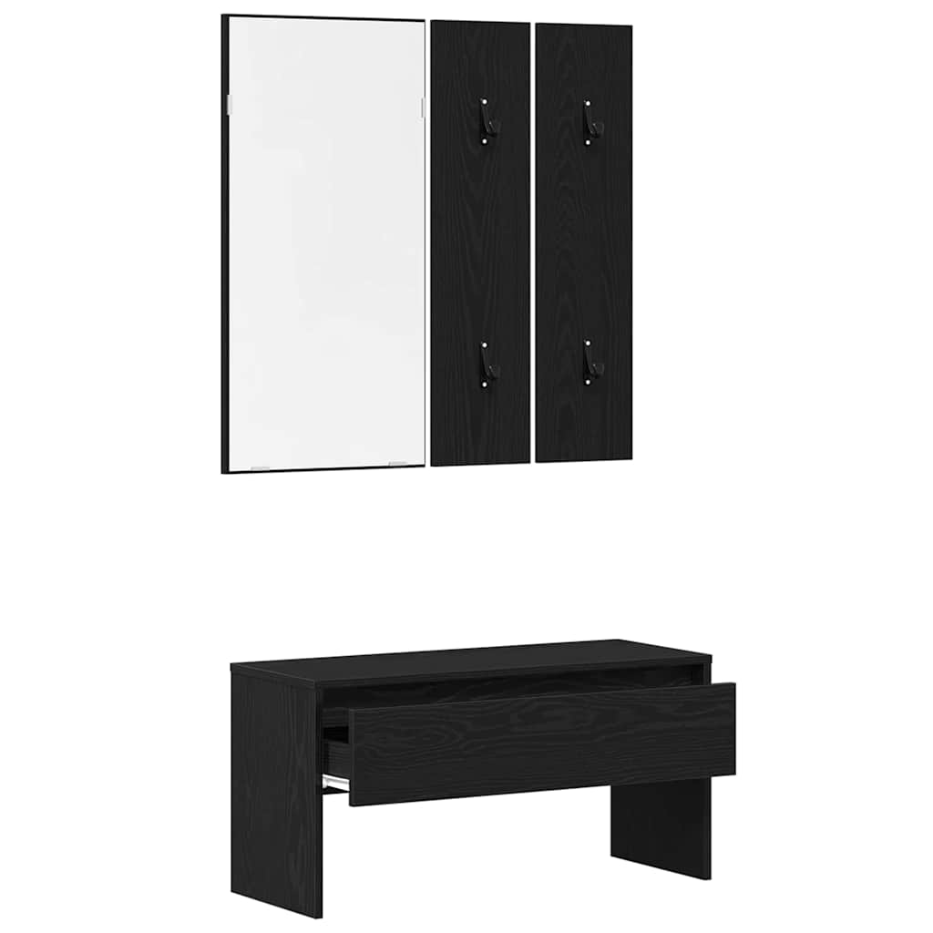 vidaXL Zestaw mebli do przedpokoju z szufladą 4 pcs Czarny Dąb