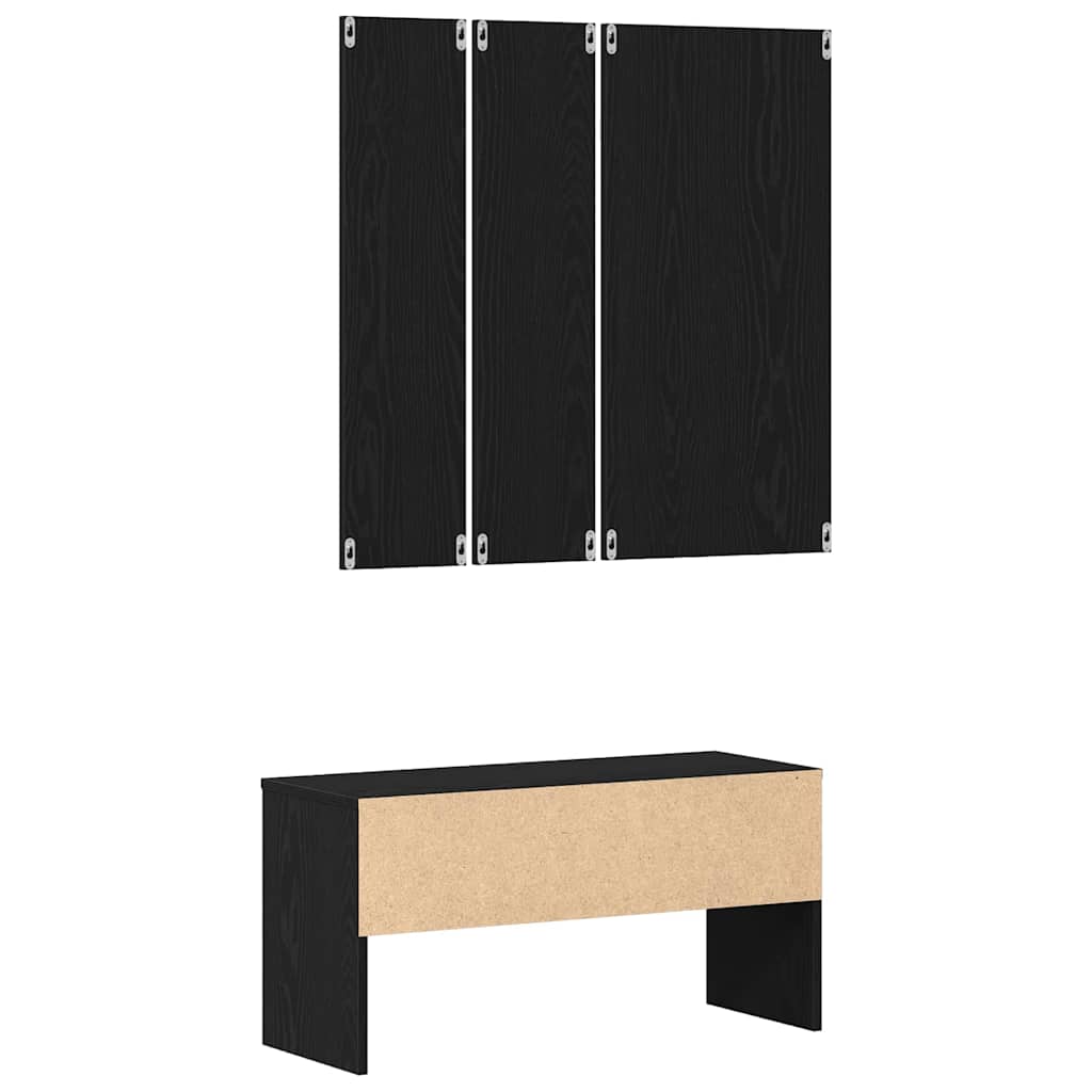 vidaXL Zestaw mebli do przedpokoju z szufladą 4 pcs Czarny Dąb