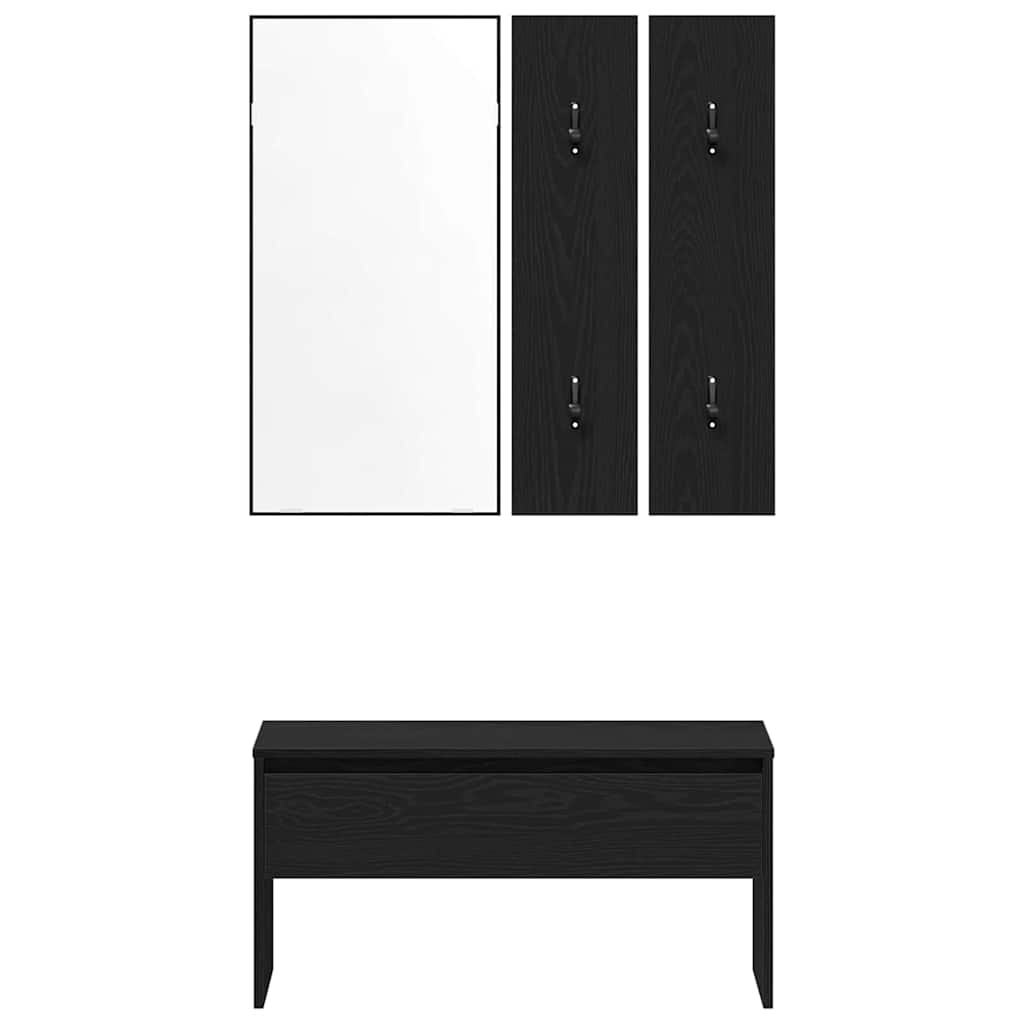 vidaXL Zestaw mebli do przedpokoju z szufladą 4 pcs Czarny Dąb