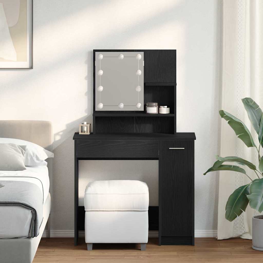 vidaXL Toaletka Czarny Dąb 86,5 x 35 x 136 cm Materiał drewnopochodny