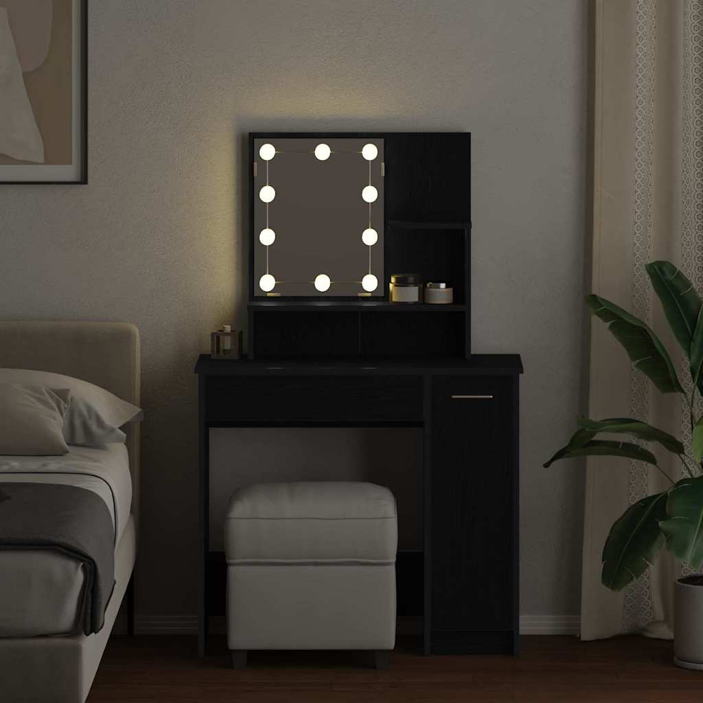 vidaXL Toaletka Czarny Dąb 86,5 x 35 x 136 cm Materiał drewnopochodny