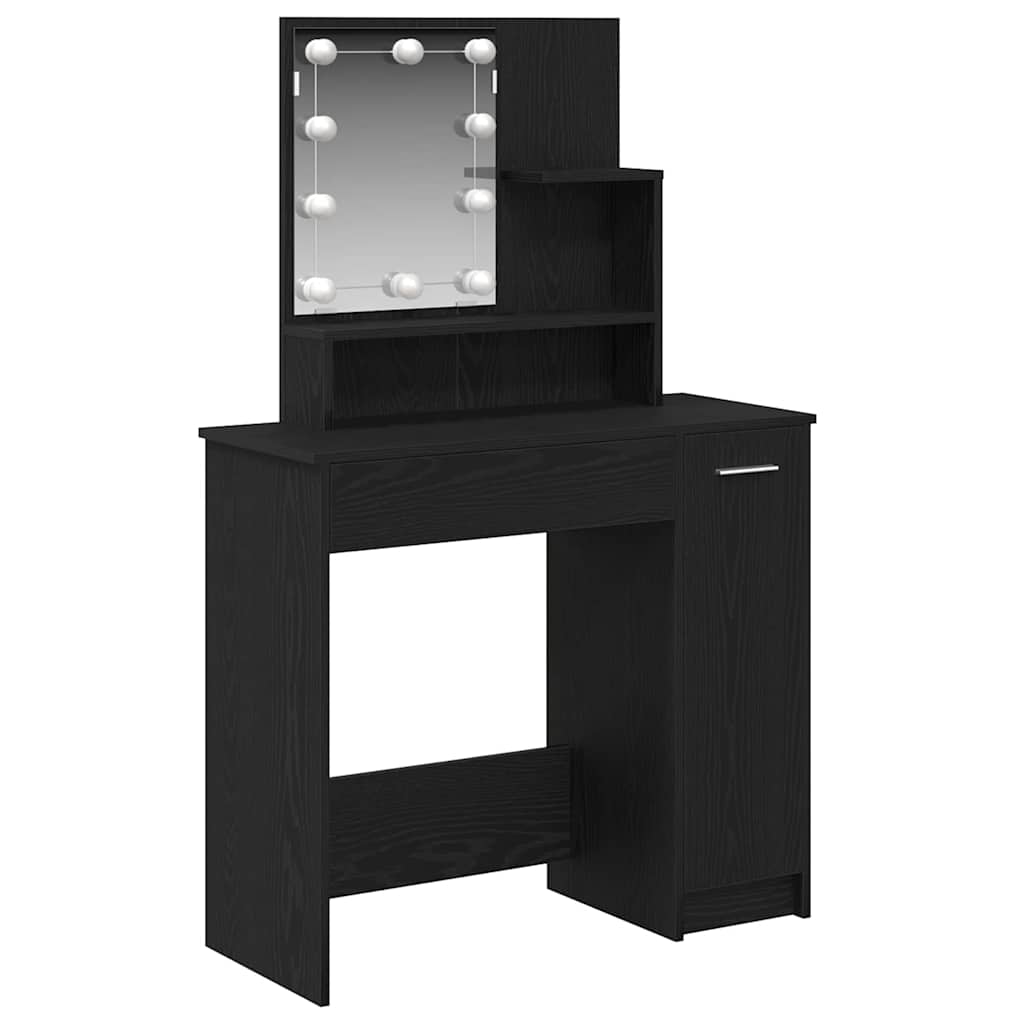 vidaXL Toaletka Czarny Dąb 86,5 x 35 x 136 cm Materiał drewnopochodny