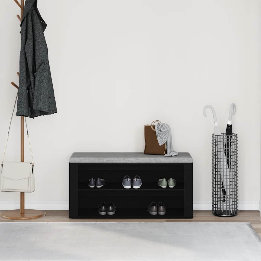 vidaXL Ławka na buty Czarny dąb 100x35x45 cm Drewno klejone