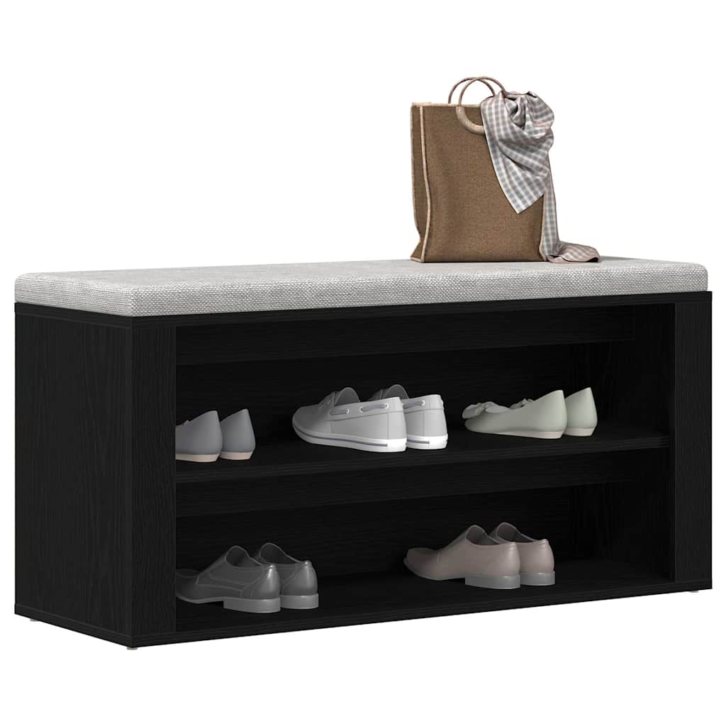 vidaXL Ławka na buty Czarny dąb 100x35x45 cm Drewno klejone
