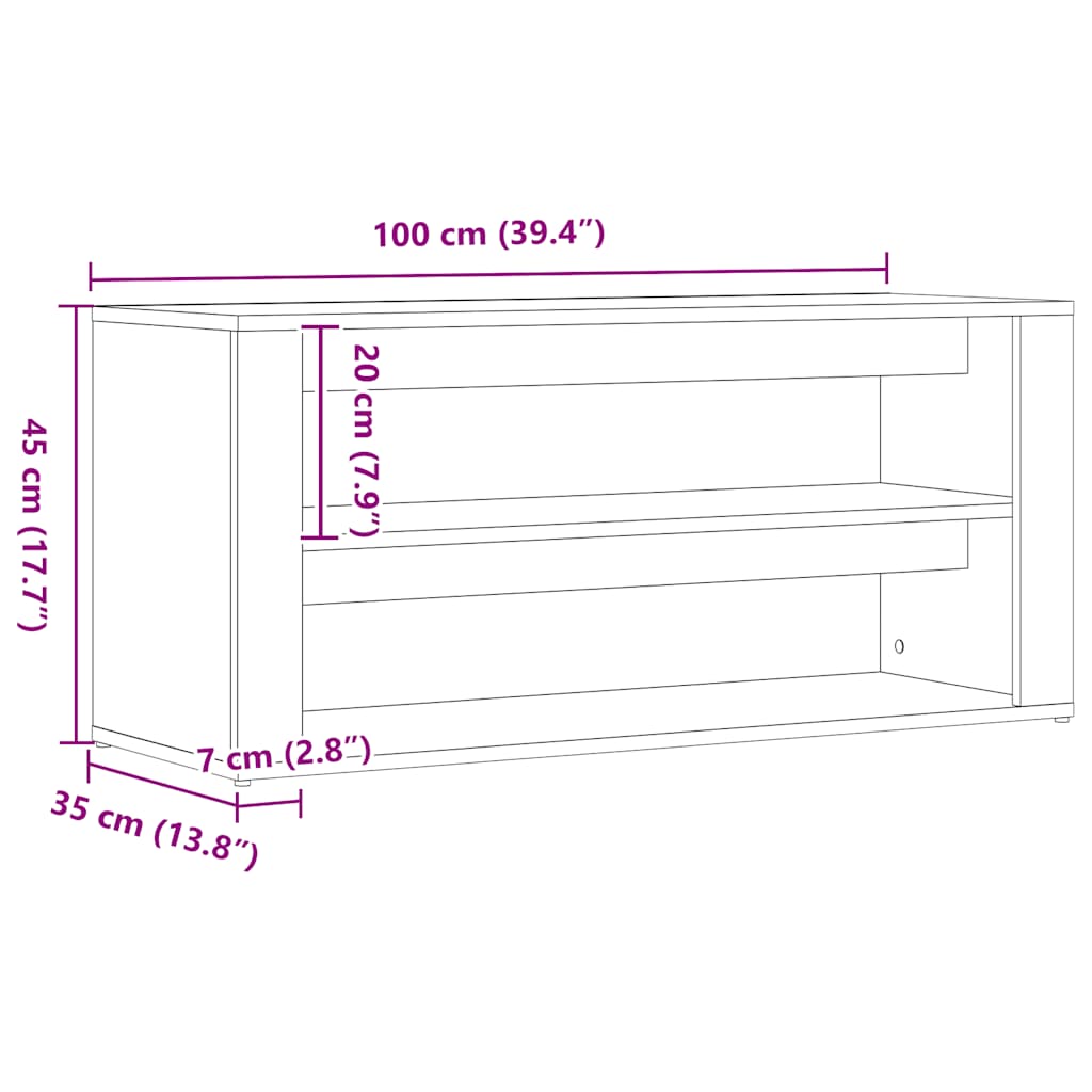 vidaXL Ławka na buty Czarny dąb 100x35x45 cm Drewno klejone