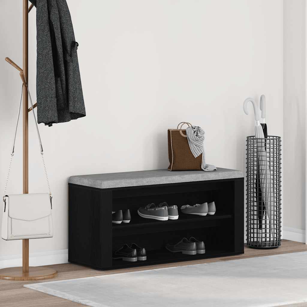 vidaXL Ławka na buty Czarny dąb 100x35x45 cm Drewno klejone