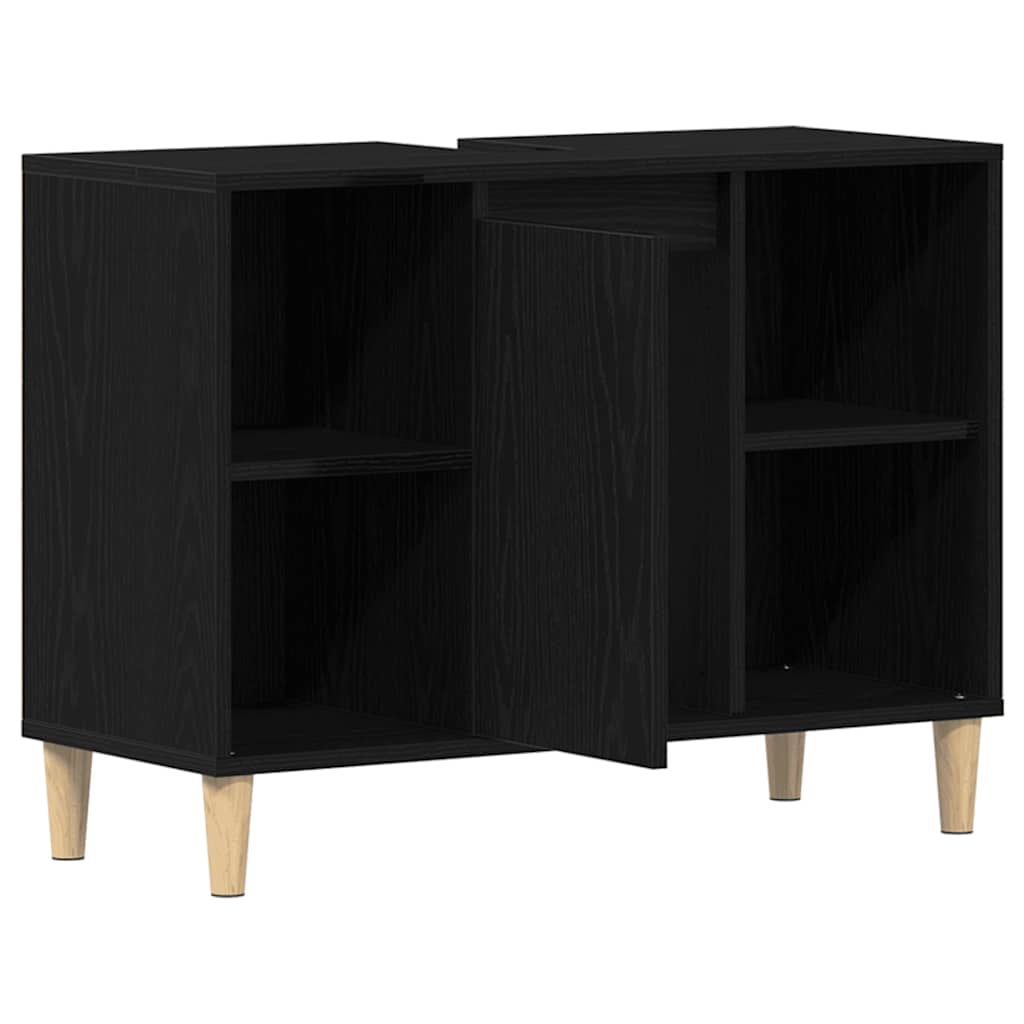 vidaXL Szafka pod zlew czarny dąb 80x33x60 cm Drewno klejone
