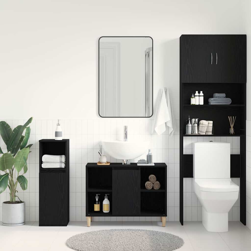vidaXL Szafka pod zlew czarny dąb 80x33x60 cm Drewno klejone