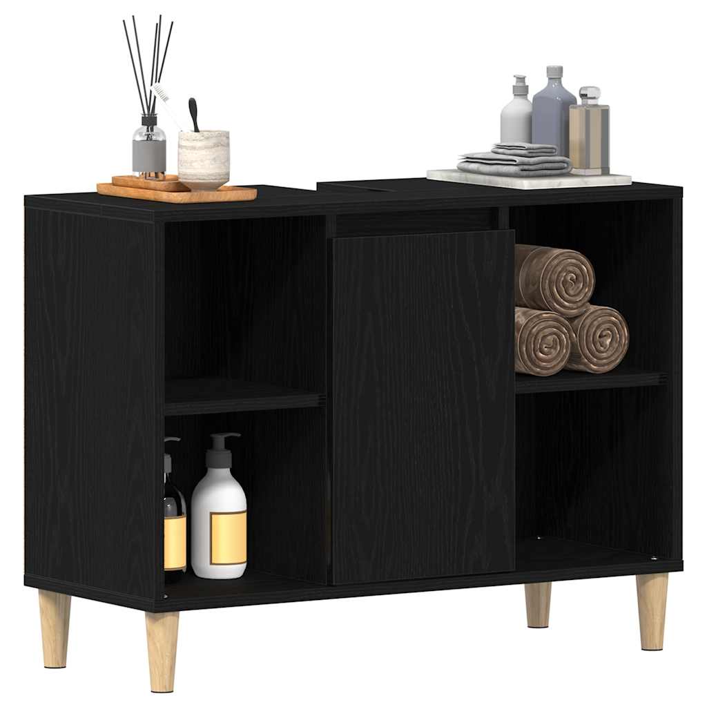 vidaXL Szafka pod zlew czarny dąb 80x33x60 cm Drewno klejone
