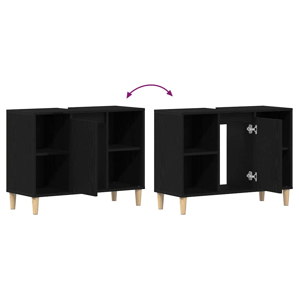 vidaXL Szafka pod zlew czarny dąb 80x33x60 cm Drewno klejone