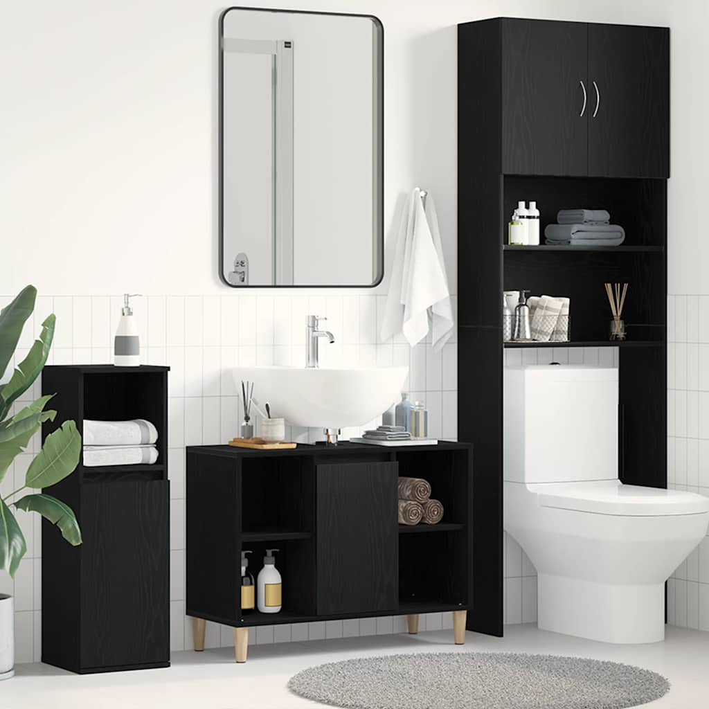 vidaXL Szafka pod zlew czarny dąb 80x33x60 cm Drewno klejone