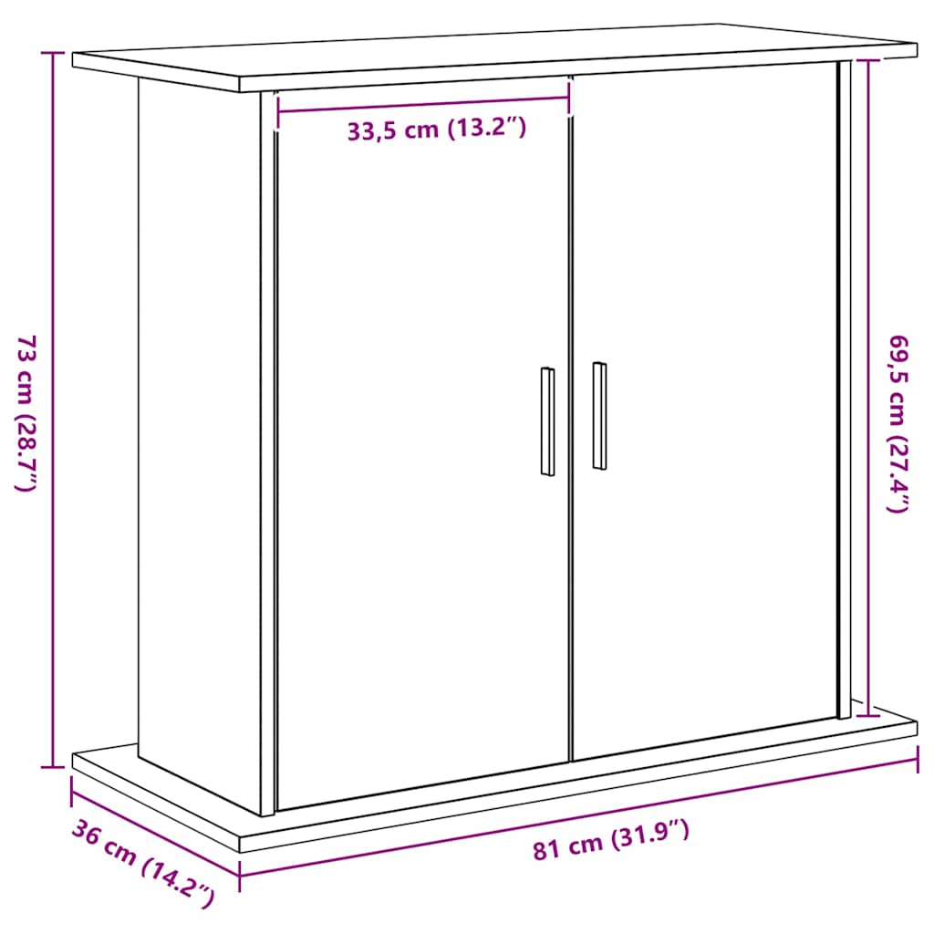 vidaXL Stojak pod akwarium, czarny dąb, 81x36x73 cm, drewno konstrukcyjne