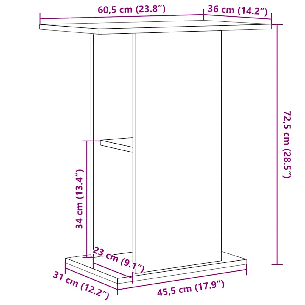 vidaXL Szafka pod akwarium, czarny dąb, 60,5x36x72,5 cm