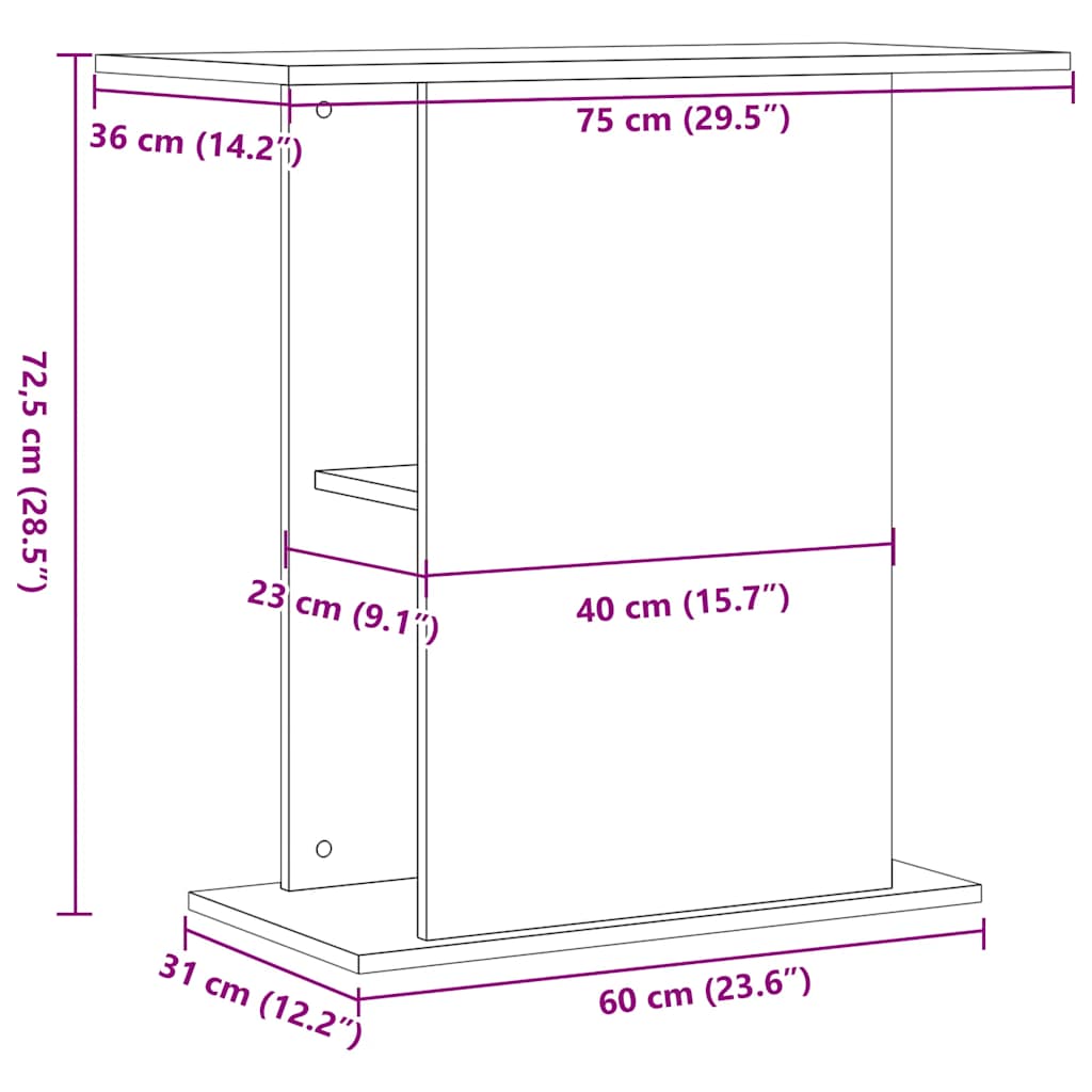 vidaXL Stojak pod akwarium czarny dąb 75x36x72,5 cm Drewno konstrukcyjne
