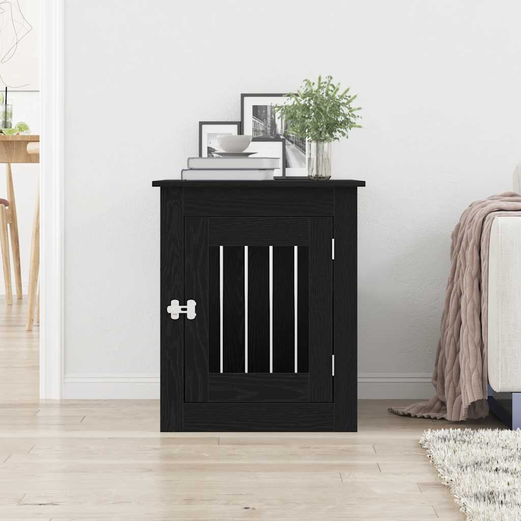 vidaXL Meble do klatki dla psa Czarny dąb 55x75x65 cm Drewno klejone