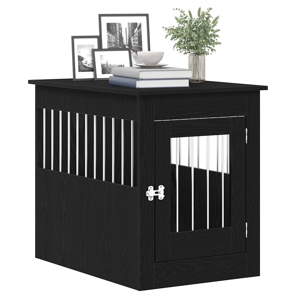 vidaXL Meble do klatki dla psa czarny dąb 55x80x68 cm drewno klejone