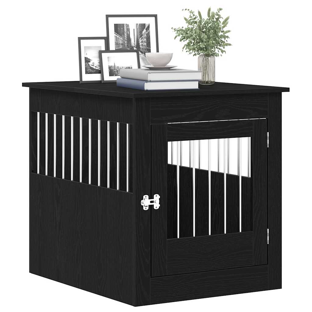 vidaXL Meble do klatki dla psa czarny dąb 64,5x80x71 cm drewno klejone