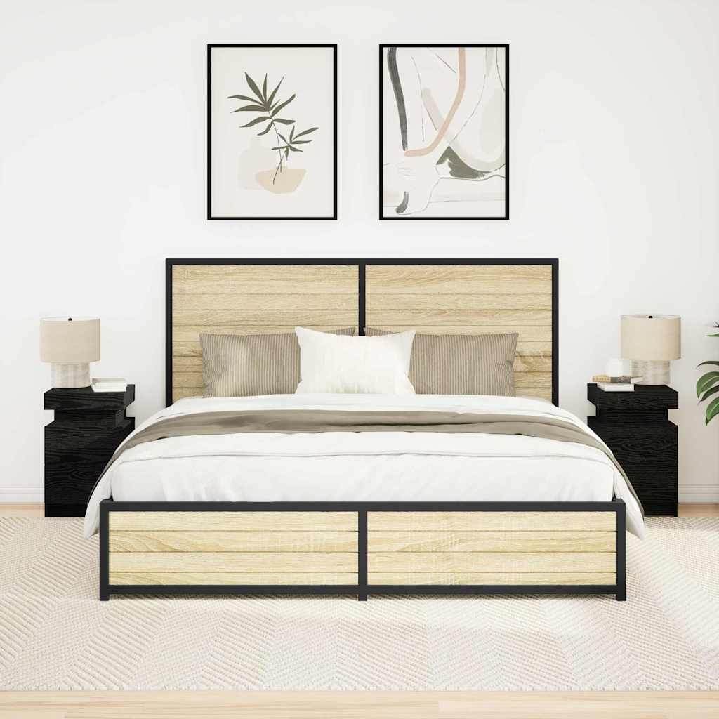 vidaXL Szafka Nocna z szufladą 2 pcs Czarny Dąb 35 x 39 x 55 cm