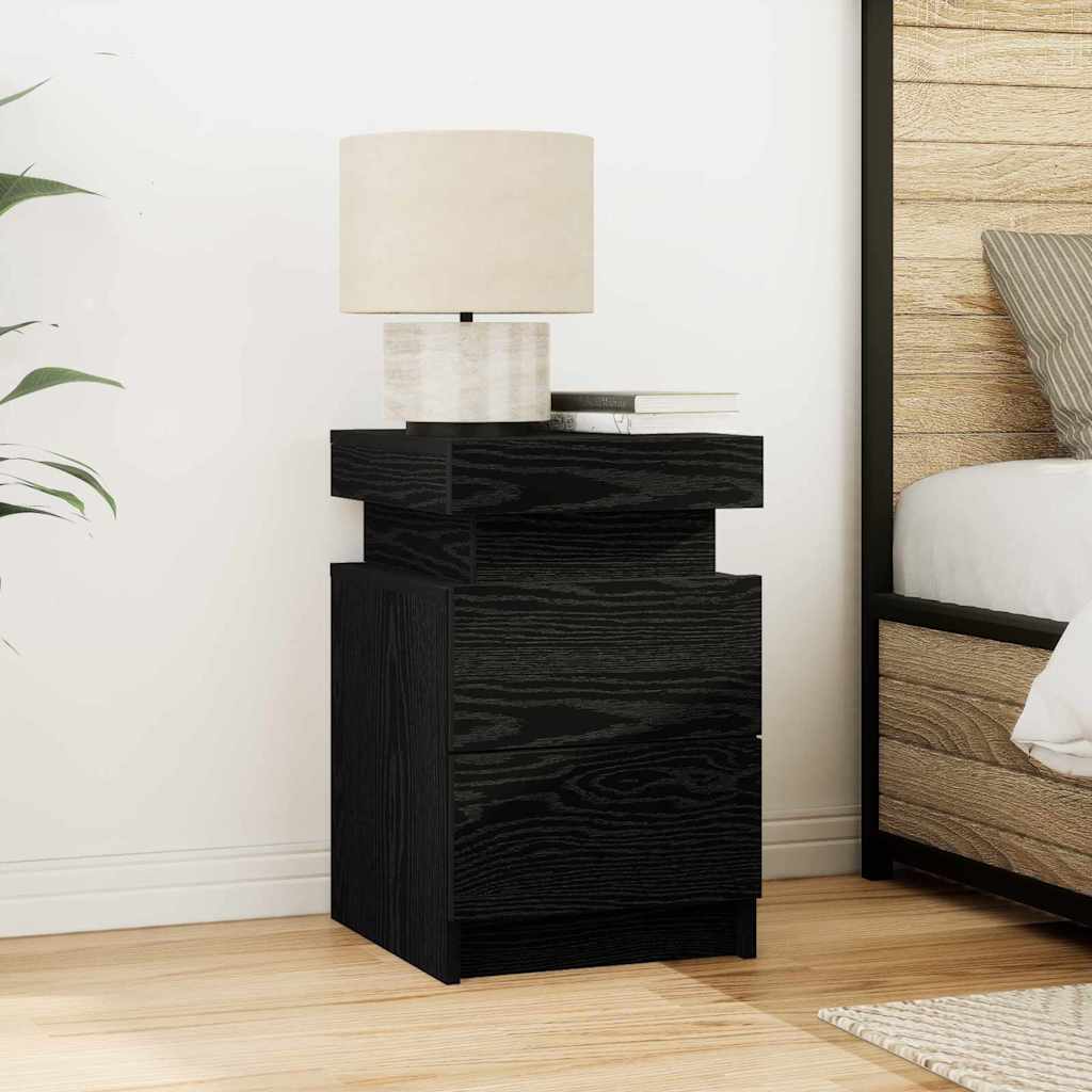 vidaXL Szafka Nocna z szufladą 2 pcs Czarny Dąb 35 x 39 x 55 cm