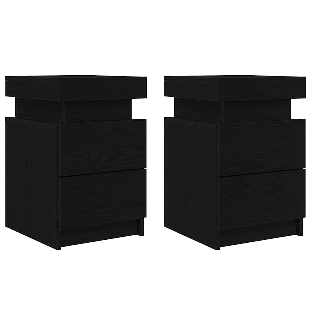 vidaXL Szafka Nocna z szufladą 2 pcs Czarny Dąb 35 x 39 x 55 cm