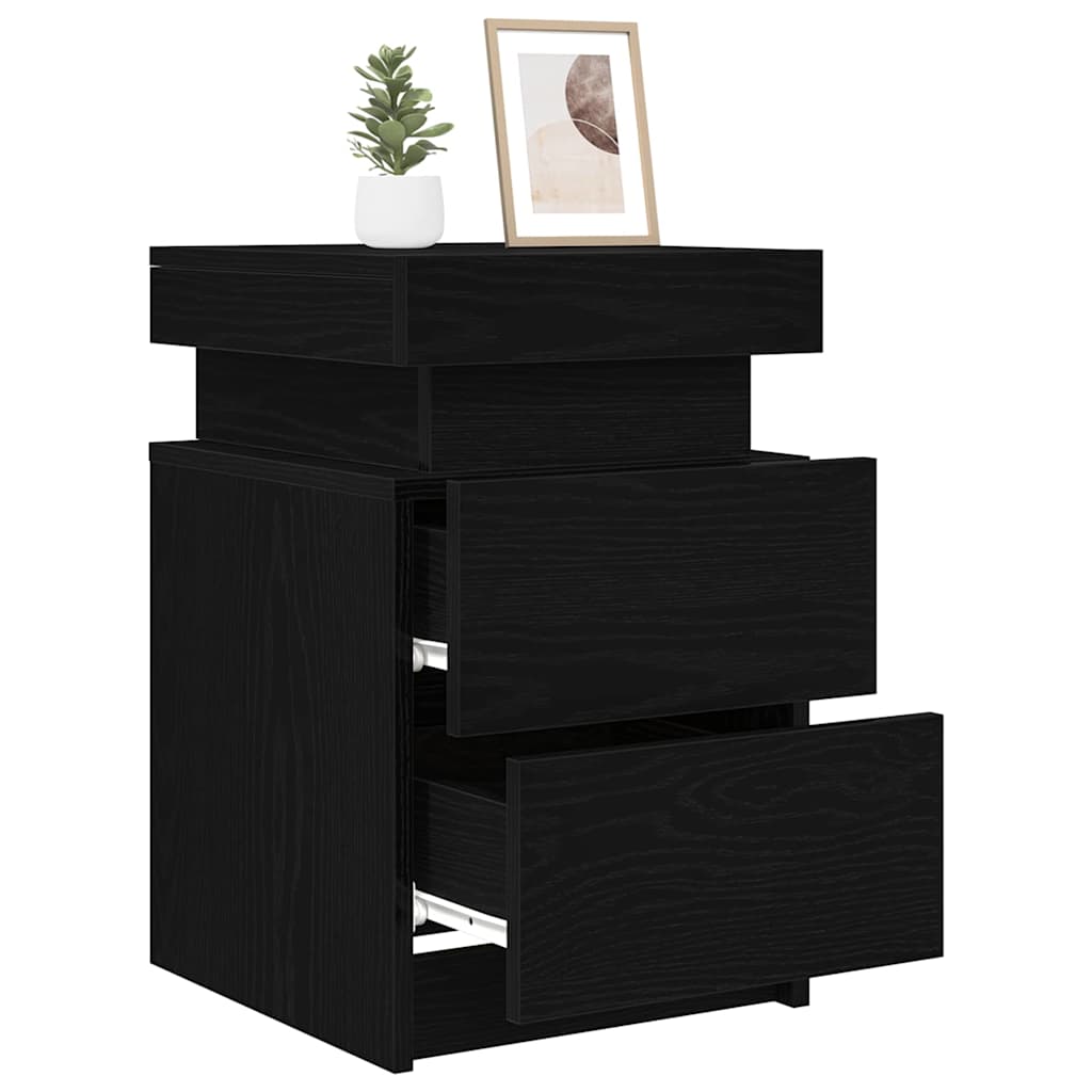 vidaXL Szafka Nocna z szufladą 2 pcs Czarny Dąb 35 x 39 x 55 cm