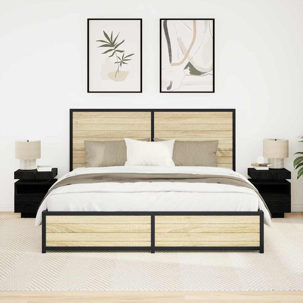 vidaXL Szafka Nocna z szufladą 2 pcs Czarny Dąb 40 x 39 x 48,5 cm