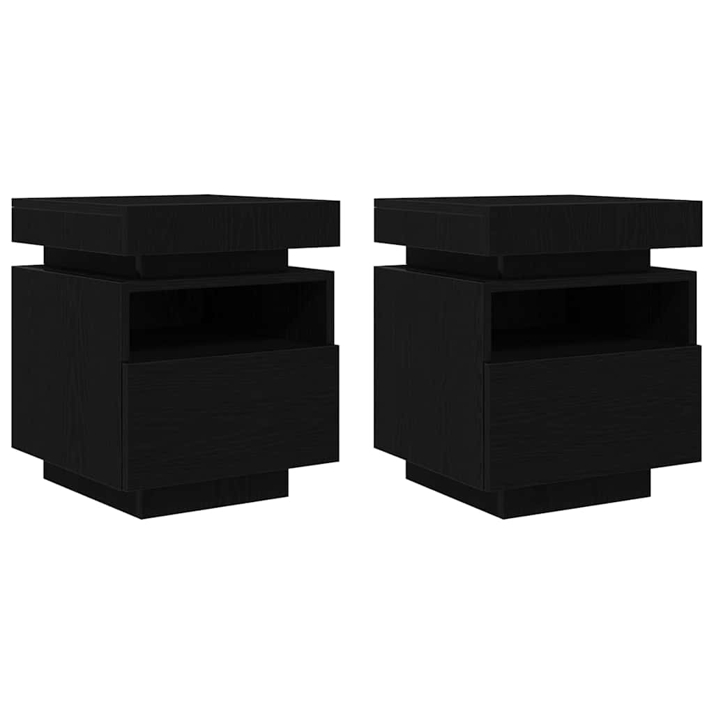 vidaXL Szafka Nocna z szufladą 2 pcs Czarny Dąb 40 x 39 x 48,5 cm