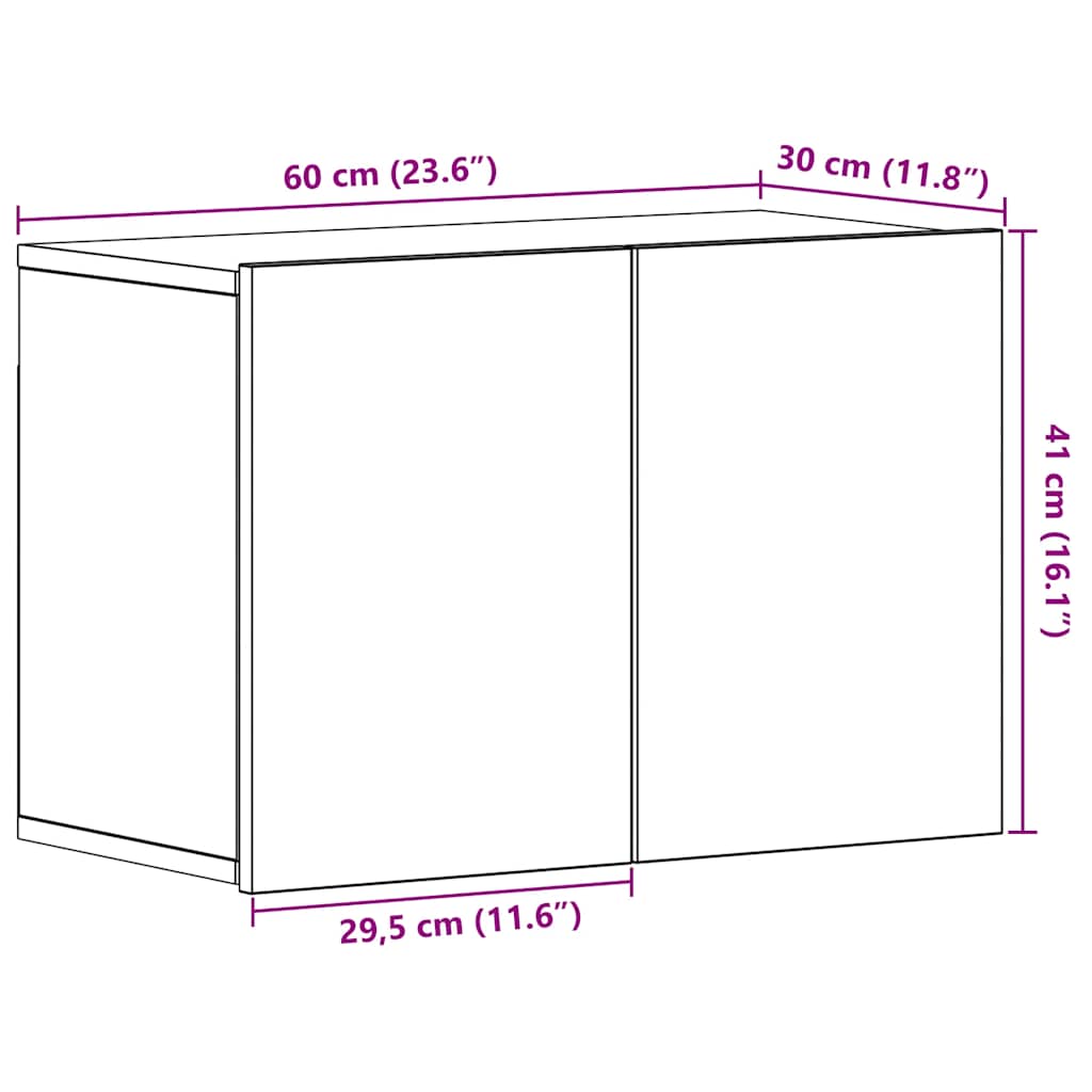 vidaXL Szafka RTV Czarny Dąb 60x30x41 cm Drewno klejone