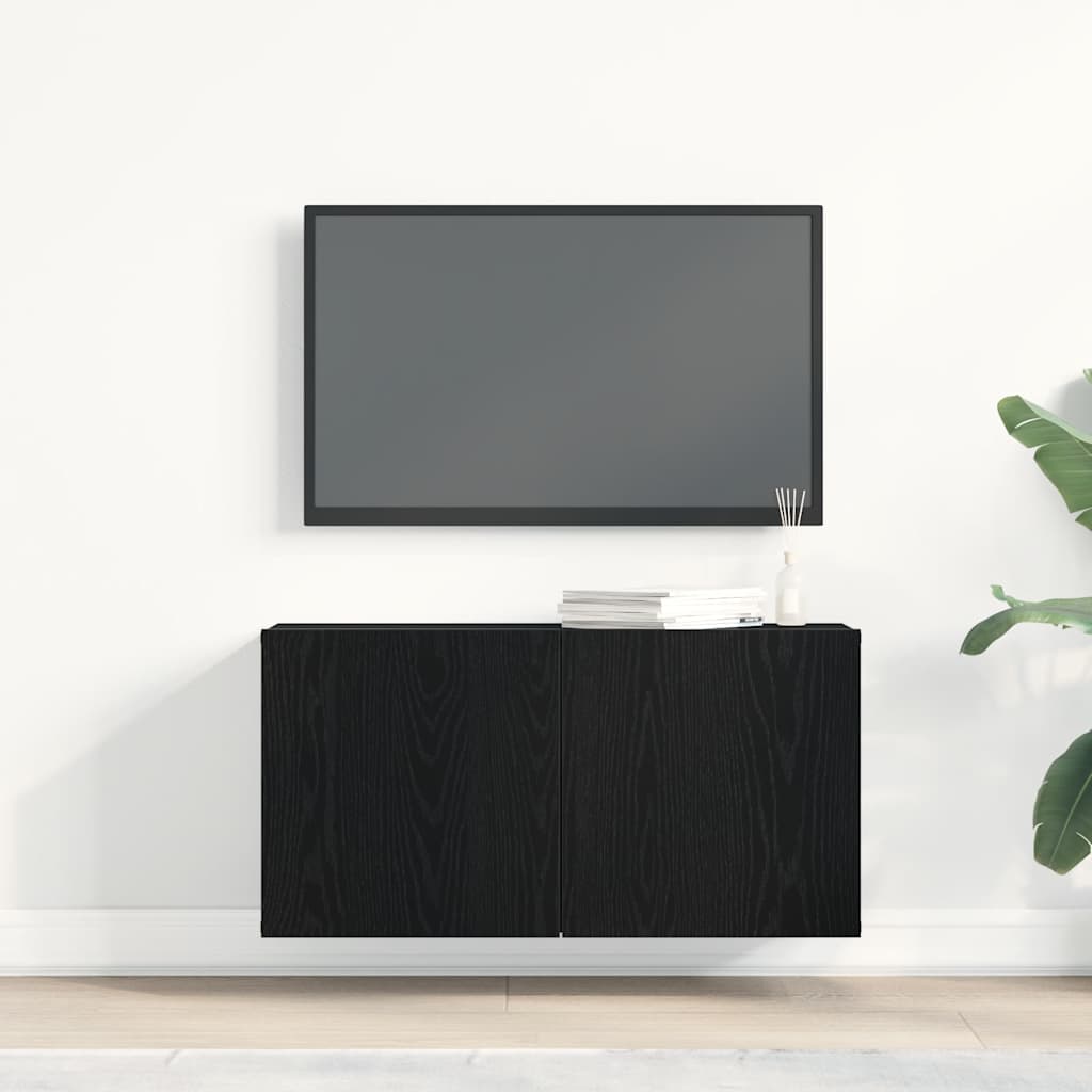 vidaXL Szafka RTV Czarny Dąb 80x30x41 cm Drewno klejone