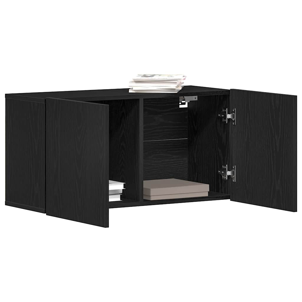 vidaXL Szafka RTV Czarny Dąb 80x30x41 cm Drewno klejone