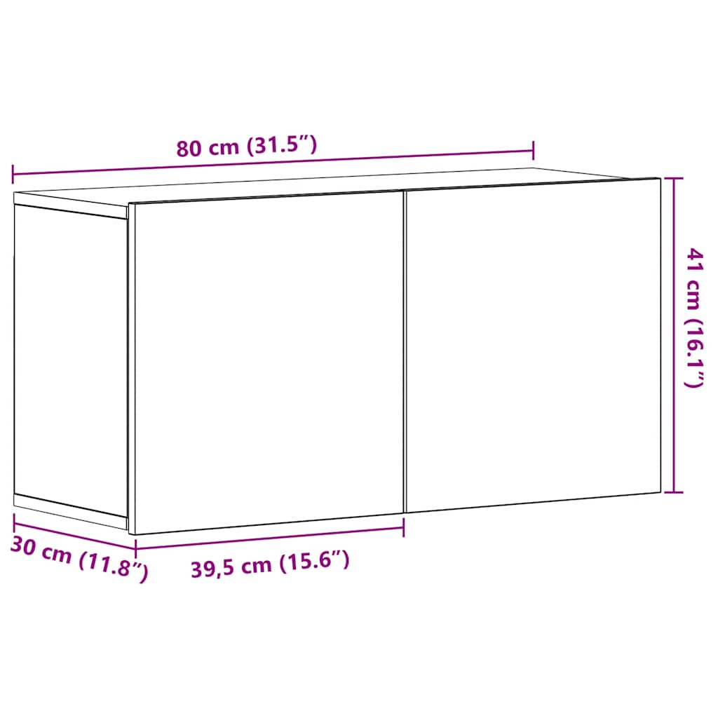 vidaXL Szafka RTV Czarny Dąb 80x30x41 cm Drewno klejone