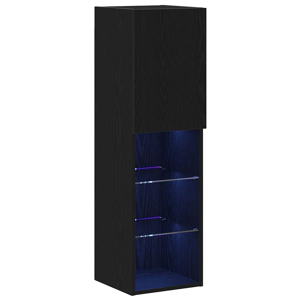 vidaXL Zestaw szafek RTV z LED Czarny Dąb 30,5 x 30 x 102 cm