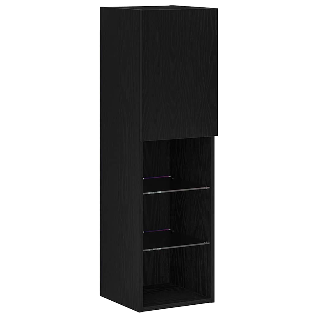 vidaXL Zestaw szafek RTV z LED Czarny Dąb 30,5 x 30 x 102 cm