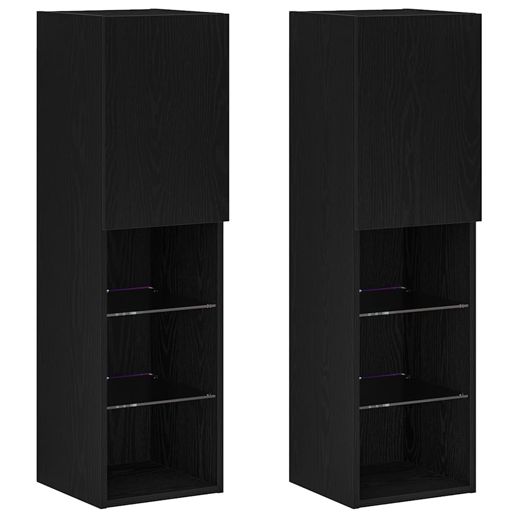 vidaXL Zestaw szafek RTV z LED 2 pcs Czarny Dąb 30,5 x 30 x 102 cm