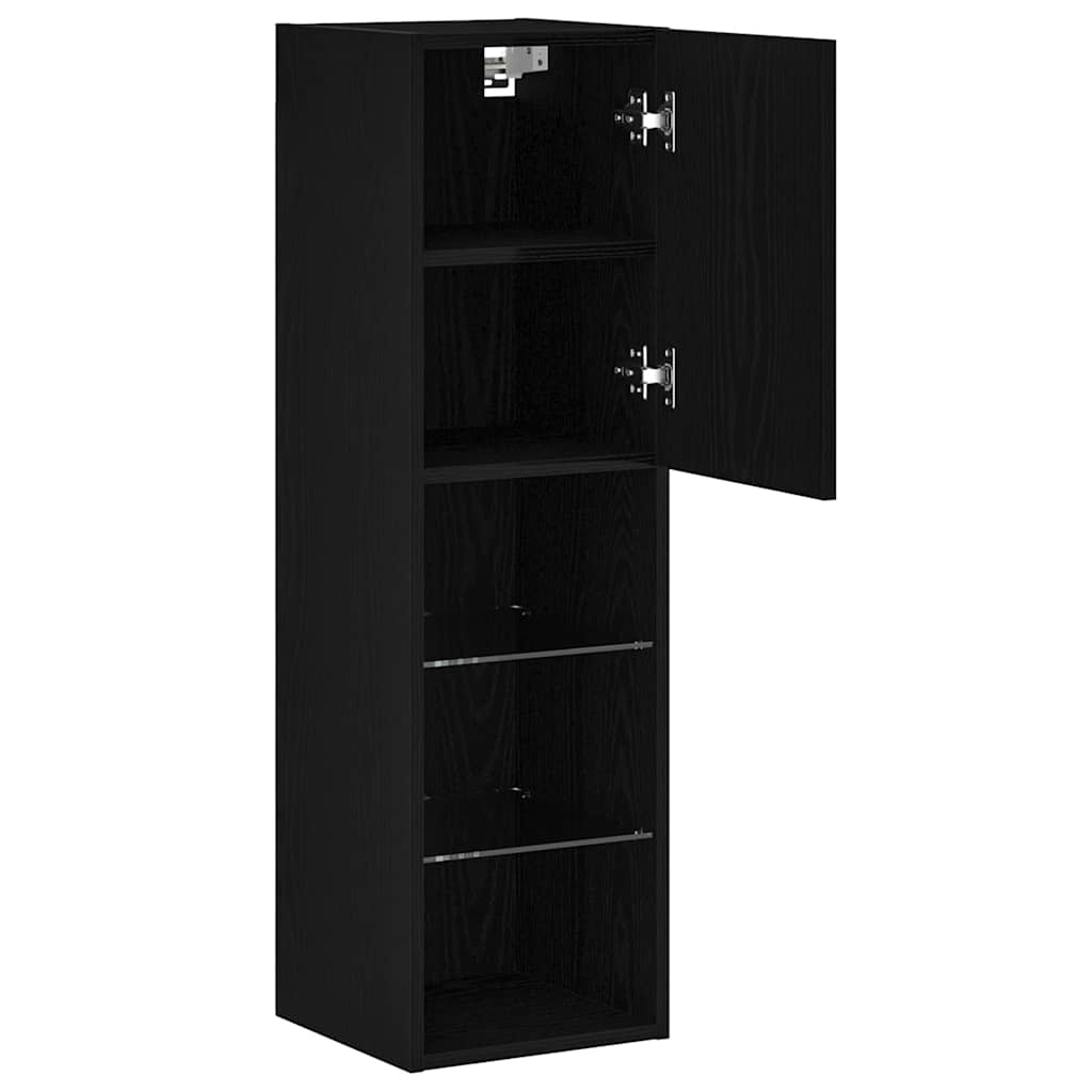 vidaXL Zestaw szafek RTV z LED 2 pcs Czarny Dąb 30,5 x 30 x 102 cm